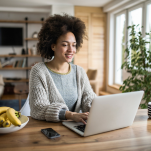 Black woman researching Grow Therapy review to determine if it's right for her