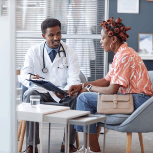 Black woman talking with a black doctor | How does anxiety medication work