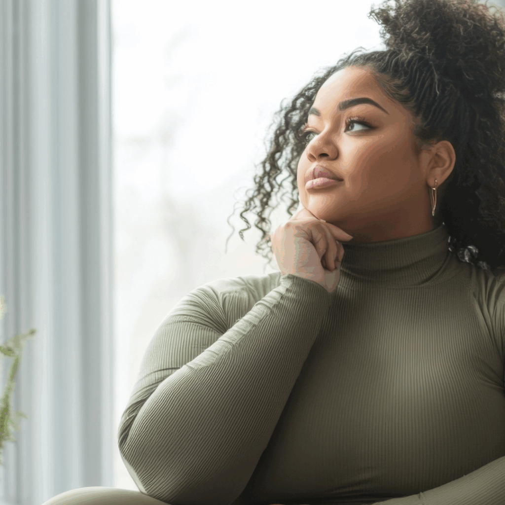 Black woman sitting with head resting on hand looking out of window | How to heal from emotional abuse
