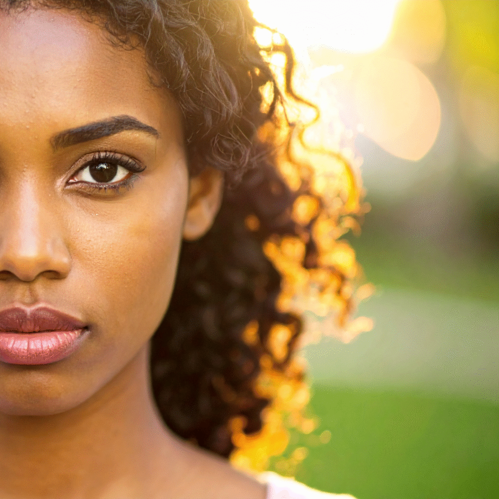 Young Black woman up close, outdoors with sun shining behind her | Why you can stop judging your emotions