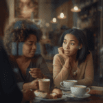 Black women friends out for coffee, one looks exhausted | signs a friendship is affecting your mental health
