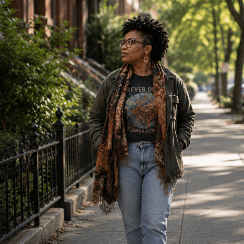 Eccentric Black woman walking outdoors no longer wondering, "what is wrong with me" | The Love Your Mind Project