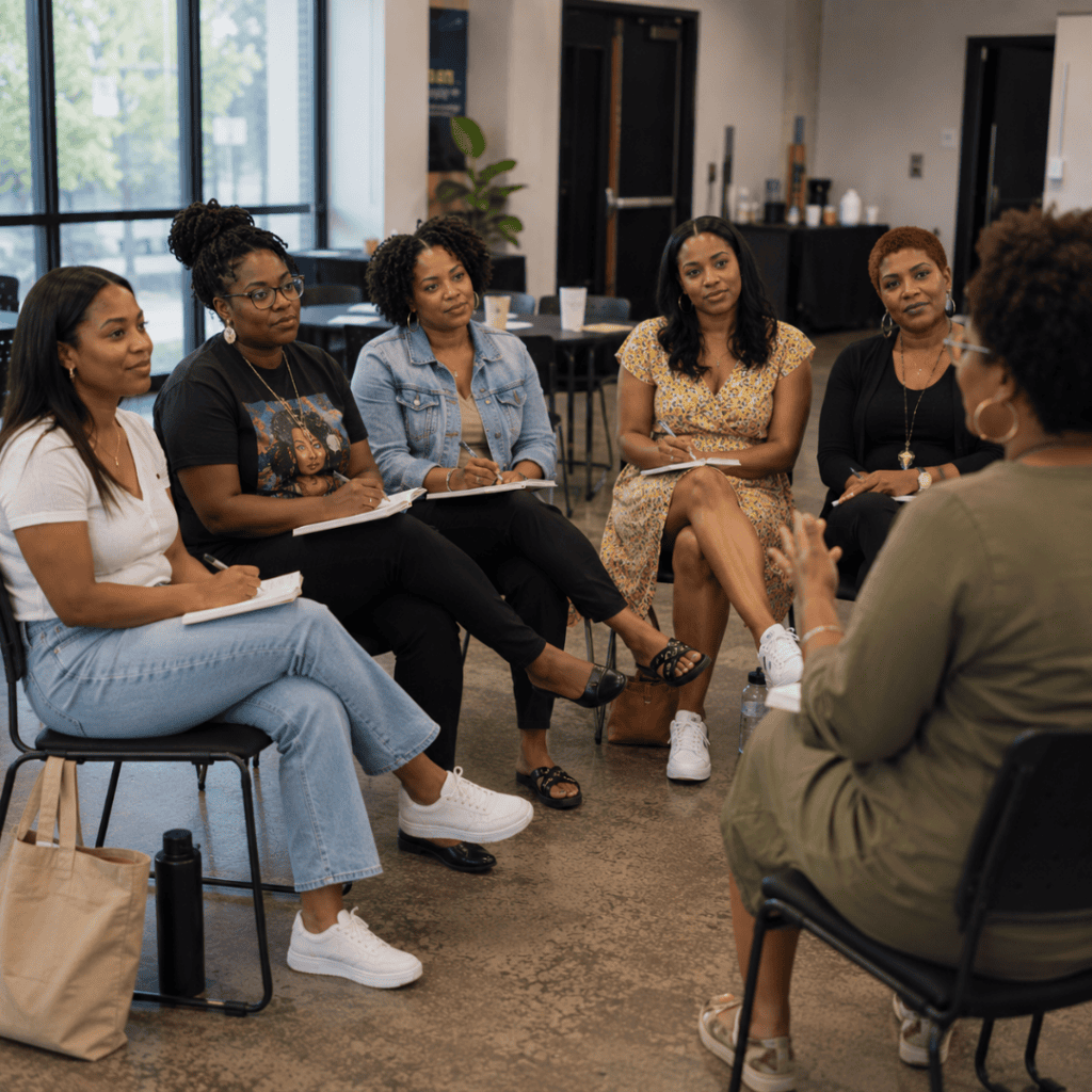 Black women attending a mental health workshop: the Black Women's Mental Health Institute